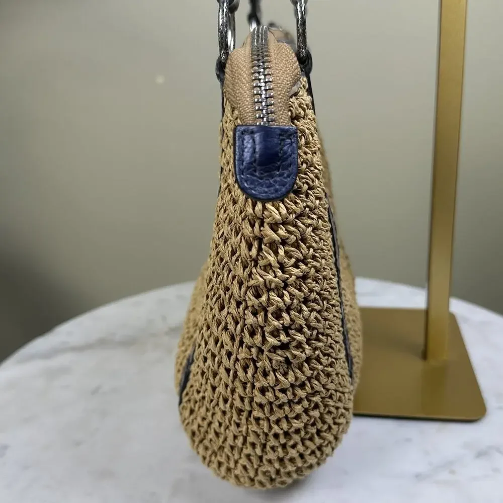 BRIGHTON Leela Raffia weave Bag satchel shoulder bag Braided Leather straps